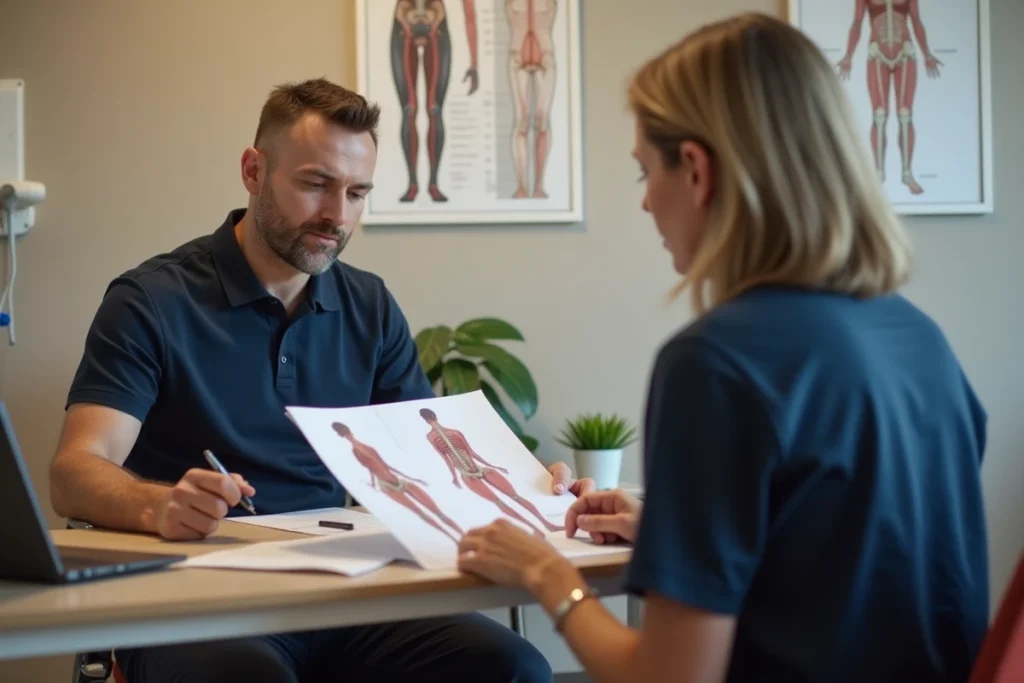 Consultation chez un kinésithérapeute spécialisé dans le traitement de la névralgie pudendale sans chirurgie