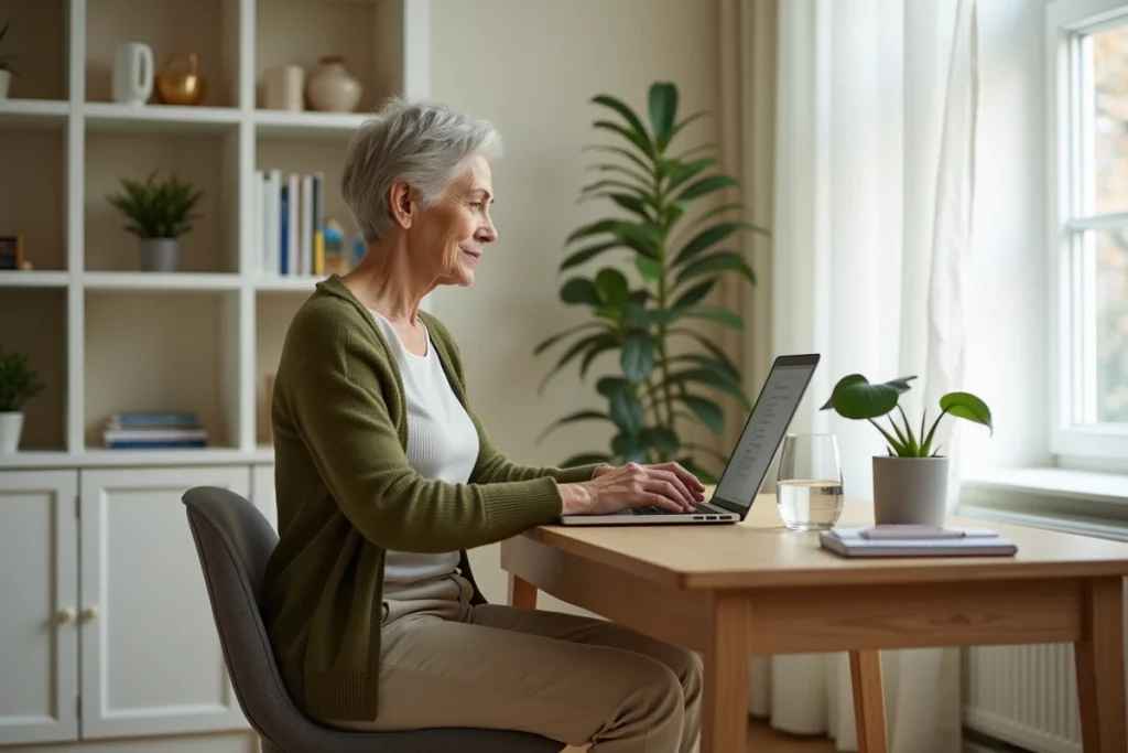 Femme utilisant un coussin ergonomique anti-douleur pour soulager la névralgie pudendale au quotidien