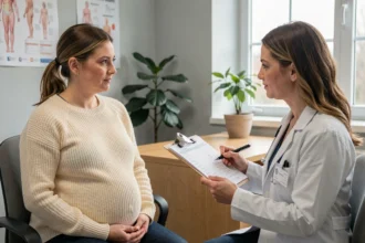 Femme enceinte consultant une médecin au sujet des vaccinations recommandées pendant la grossesse